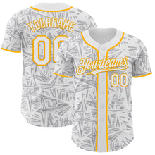Load image into Gallery viewer, Custom White Gray-Gold Geometric Cyber Starburst Authentic Baseball Jersey
