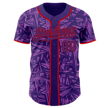 Load image into Gallery viewer, Custom Purple Medium Purple-Red Geometric Cyber Starburst Authentic Baseball Jersey
