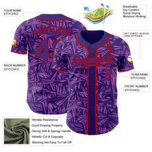 Load image into Gallery viewer, Custom Purple Medium Purple-Red Geometric Cyber Starburst Authentic Baseball Jersey
