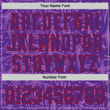 Load image into Gallery viewer, Custom Purple Medium Purple-Red Geometric Cyber Starburst Authentic Baseball Jersey
