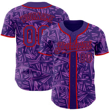 Load image into Gallery viewer, Custom Purple Medium Purple-Red Geometric Cyber Starburst Authentic Baseball Jersey
