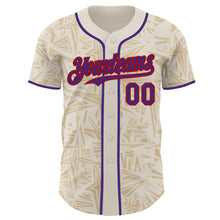 Load image into Gallery viewer, Custom Cream Purple-Red Geometric Cyber Starburst Authentic Baseball Jersey
