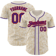 Load image into Gallery viewer, Custom Cream Purple-Red Geometric Cyber Starburst Authentic Baseball Jersey
