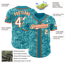 Charger l'image dans la galerie, Custom Teal White Ice Blue-Orange Geometric Cyber Starburst Authentic Baseball Jersey
