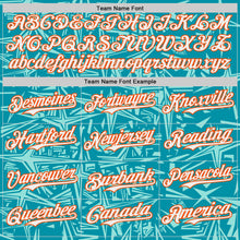 Charger l'image dans la galerie, Custom Teal White Ice Blue-Orange Geometric Cyber Starburst Authentic Baseball Jersey
