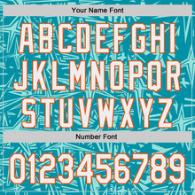 Charger l'image dans la galerie, Custom Teal White Ice Blue-Orange Geometric Cyber Starburst Authentic Baseball Jersey
