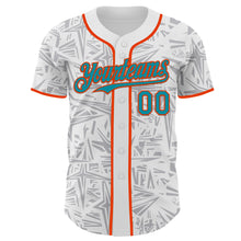 Charger l'image dans la galerie, Custom White Teal Gray-Orange Geometric Cyber Starburst Authentic Baseball Jersey
