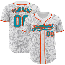 Charger l'image dans la galerie, Custom White Teal Gray-Orange Geometric Cyber Starburst Authentic Baseball Jersey
