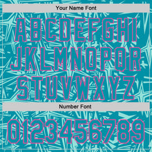 Charger l'image dans la galerie, Custom Teal Ice Blue-Pink Geometric Cyber Starburst Authentic Baseball Jersey
