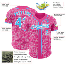 Charger l'image dans la galerie, Custom Pink Sky Blue Light Pink-White Geometric Cyber Starburst Authentic Baseball Jersey
