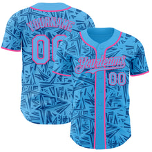 Charger l'image dans la galerie, Custom Sky Blue Blue-Pink Geometric Cyber Starburst Authentic Baseball Jersey
