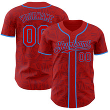 Charger l'image dans la galerie, Custom Red-Electric Blue Geometric Cyber Starburst Authentic Baseball Jersey
