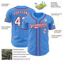 Charger l'image dans la galerie, Custom Electric Blue White Gray-Red Geometric Cyber Starburst Authentic Baseball Jersey
