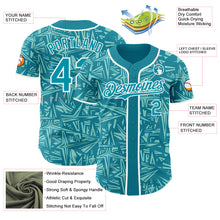Charger l'image dans la galerie, Custom Teal Ice Blue-White Geometric Cyber Starburst Authentic Baseball Jersey
