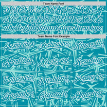 Charger l'image dans la galerie, Custom Teal Ice Blue-White Geometric Cyber Starburst Authentic Baseball Jersey
