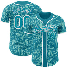 Charger l'image dans la galerie, Custom Teal Ice Blue-White Geometric Cyber Starburst Authentic Baseball Jersey

