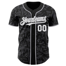 Charger l'image dans la galerie, Custom Black White Steel Gray-Gray Geometric Cyber Starburst Authentic Baseball Jersey

