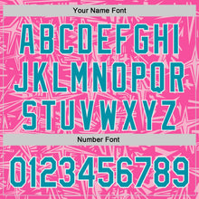 Charger l'image dans la galerie, Custom Pink Teal Light Pink-White Geometric Cyber Starburst Authentic Baseball Jersey
