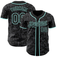 Charger l'image dans la galerie, Custom Black Steel Gray-Ice Blue Geometric Cyber Starburst Authentic Baseball Jersey
