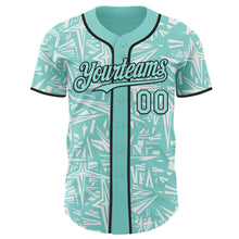 Charger l'image dans la galerie, Custom Ice Blue White-Black Geometric Cyber Starburst Authentic Baseball Jersey
