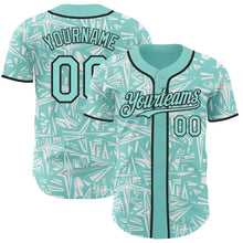 Charger l'image dans la galerie, Custom Ice Blue White-Black Geometric Cyber Starburst Authentic Baseball Jersey
