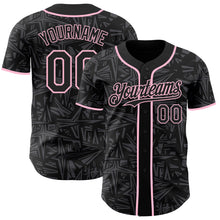 Charger l'image dans la galerie, Custom Black Steel Gray-Light Pink Geometric Cyber Starburst Authentic Baseball Jersey
