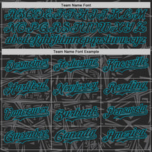 Charger l'image dans la galerie, Custom Black Steel Gray-Teal Geometric Cyber Starburst Authentic Baseball Jersey
