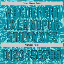Charger l'image dans la galerie, Custom Teal Ice Blue-Black Geometric Cyber Starburst Authentic Baseball Jersey
