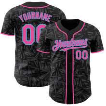 Charger l'image dans la galerie, Custom Black Pink Steel Gray-Sky Blue Geometric Cyber Starburst Authentic Baseball Jersey
