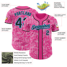 Charger l'image dans la galerie, Custom Pink Black Light Pink-Sky Blue Geometric Cyber Starburst Authentic Baseball Jersey
