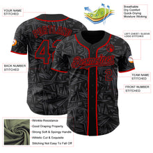 Charger l'image dans la galerie, Custom Black Steel Gray-Red Geometric Cyber Starburst Authentic Baseball Jersey
