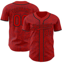 Charger l'image dans la galerie, Custom Red-Black Geometric Cyber Starburst Authentic Baseball Jersey
