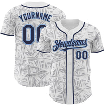 Charger l'image dans la galerie, Custom White Navy Gray-Light Blue Geometric Cyber Starburst Authentic Baseball Jersey
