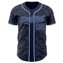 Charger l'image dans la galerie, Custom Navy Steel Gray-Light Blue Geometric Cyber Starburst Authentic Baseball Jersey
