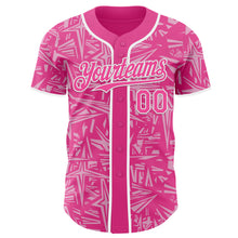 Charger l'image dans la galerie, Custom Pink Light Pink-White Geometric Cyber Starburst Authentic Baseball Jersey
