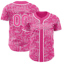 Charger l'image dans la galerie, Custom Pink Light Pink-White Geometric Cyber Starburst Authentic Baseball Jersey

