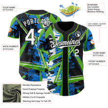 Charger l'image dans la galerie, Custom Black White-Aurora Green Geometric Shards Dot Grid Authentic Baseball Jersey
