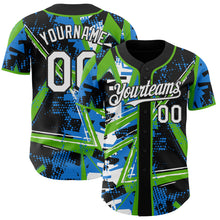 Charger l'image dans la galerie, Custom Black White-Aurora Green Geometric Shards Dot Grid Authentic Baseball Jersey
