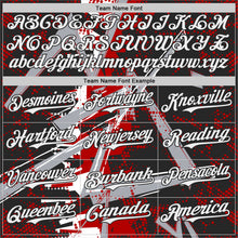 Charger l'image dans la galerie, Custom Black White Red-Gray Geometric Shards Dot Grid Authentic Baseball Jersey
