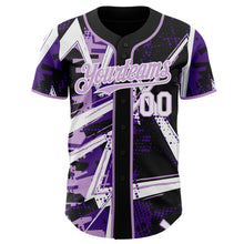 Charger l'image dans la galerie, Custom Black White-Light Purple Geometric Shards Dot Grid Authentic Baseball Jersey
