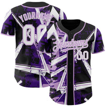Charger l'image dans la galerie, Custom Black White-Light Purple Geometric Shards Dot Grid Authentic Baseball Jersey
