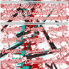 Charger l'image dans la galerie, Custom White Black Red-Aqua Geometric Shards Dot Grid Authentic Baseball Jersey
