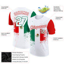 Laden Sie das Bild in den Galerie-Viewer, Custom White Kelly Green-Red 3D Mexican Flag Performance T-Shirt
