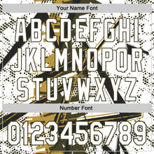 Charger l'image dans la galerie, Custom White Black Olive-Old Gold Geometric Shards Dot Grid Authentic Baseball Jersey
