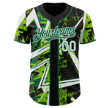 Charger l'image dans la galerie, Custom Black White Neon Green-Kelly Green Geometric Shards Dot Grid Authentic Baseball Jersey
