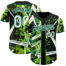 Charger l'image dans la galerie, Custom Black White Neon Green-Kelly Green Geometric Shards Dot Grid Authentic Baseball Jersey
