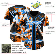 Charger l'image dans la galerie, Custom Black White Bay Orange-Electric Blue Geometric Shards Dot Grid Authentic Baseball Jersey

