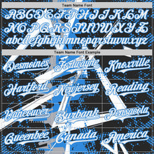 Charger l'image dans la galerie, Custom Black White Gray-Electric Blue Geometric Shards Dot Grid Authentic Baseball Jersey
