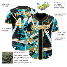 Charger l'image dans la galerie, Custom Black White Lakes Blue-Old Gold Geometric Shards Dot Grid Authentic Baseball Jersey
