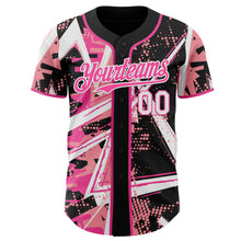 Charger l'image dans la galerie, Custom Black White Medium Pink-Pink Geometric Shards Dot Grid Authentic Baseball Jersey
